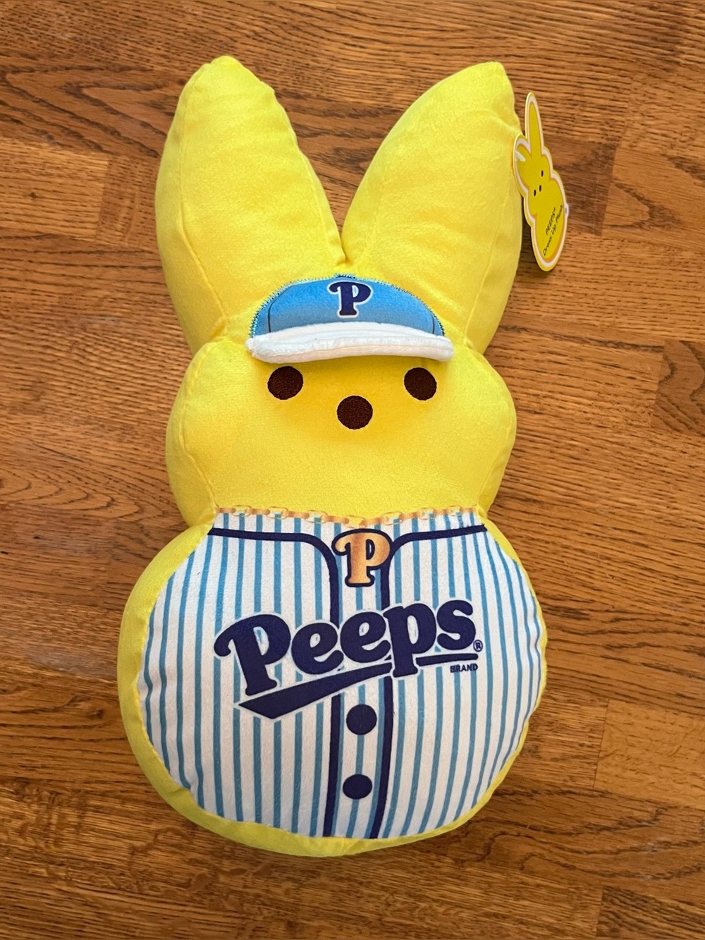 Peeps Dress-Up Bunny Easter Plush Toy Yellow Baseball Player 12"